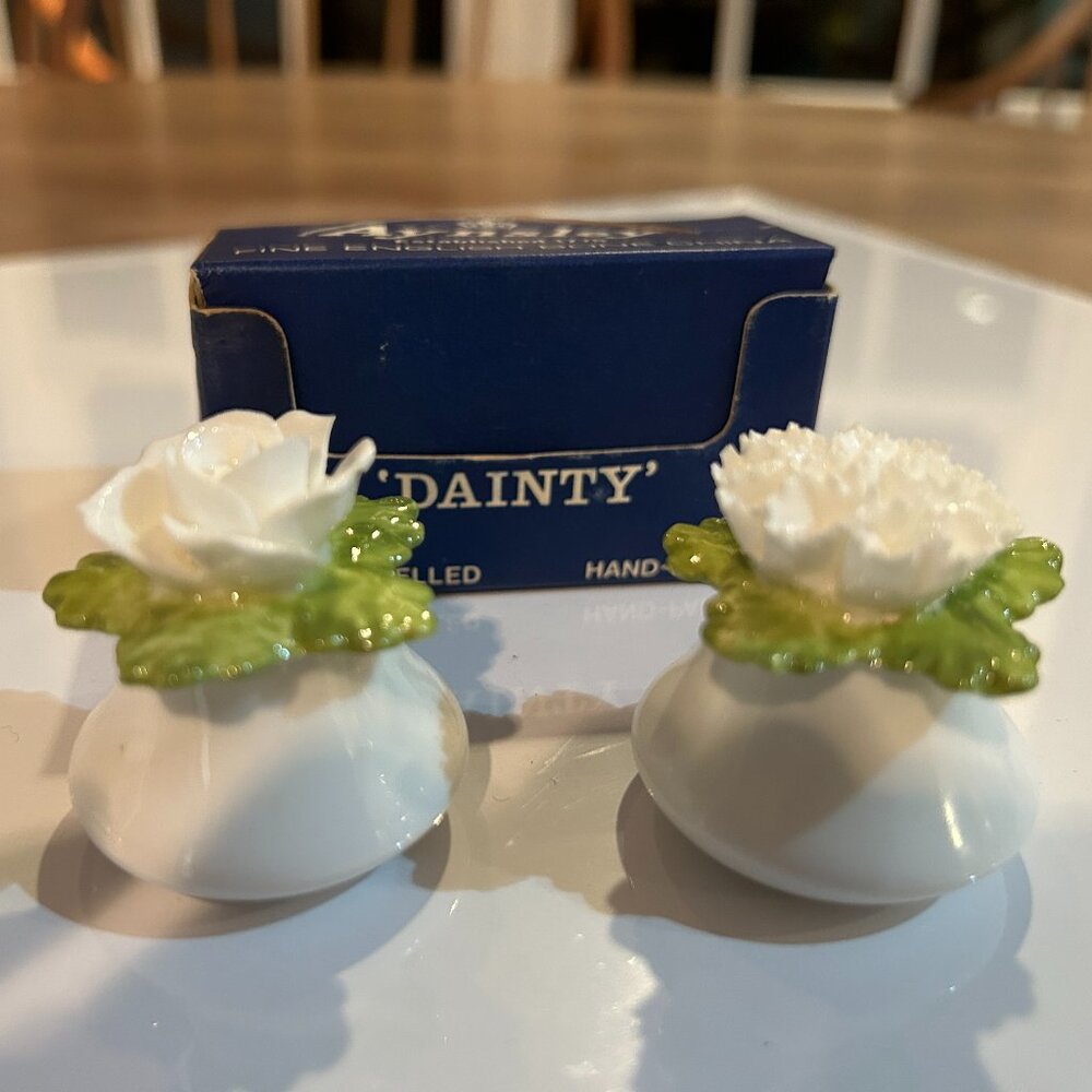Aynsley Fine Bone China Salt & Pepper Shakers,  "Dainty", two sets